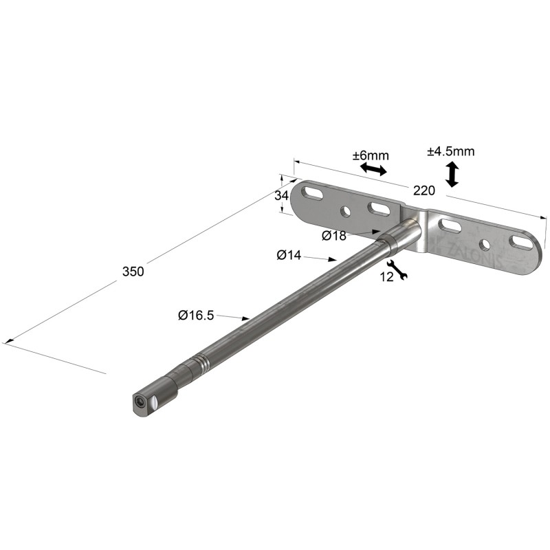 FLOATING SHELF BRACKET D.18x350 / ADJUSTABLE