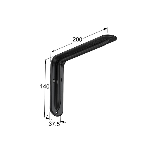 SHELF BRACKET m.108 / 200x140mm / 35Kg/PAIR / BLACK