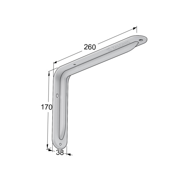 SHELF BRACKET m.108 / 260x170mm / 40Kg/PAIR / WHITE
