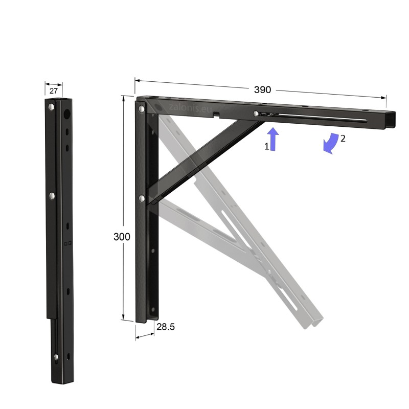 FOLDING BRACKET 40x30 100kg / BLACK HEAVY DUTY FOLDING BRACKETS / 100Kg/pair