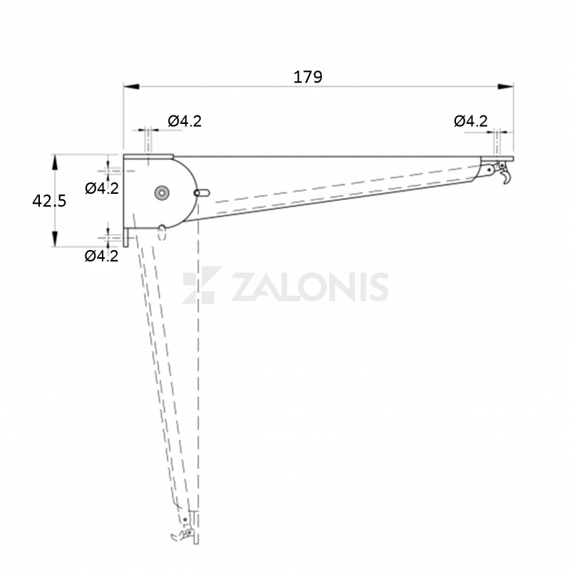 FOLDING SELF BRACKET WITH BUTTON 17.9cm/20kg BLACK