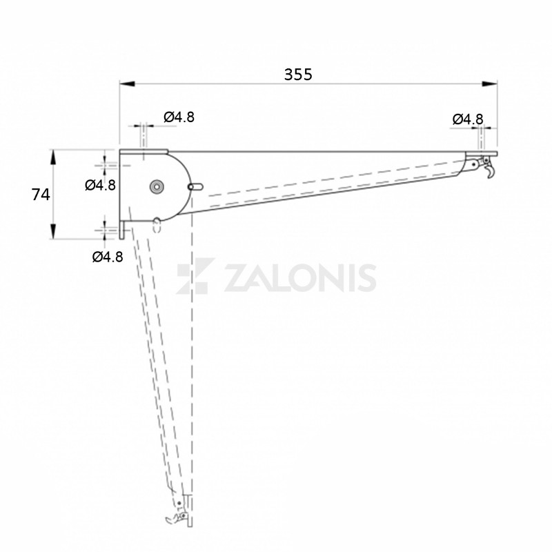 FOLDING SELF BRACKET WITH BUTTON 35.5cm/30kg BLACK