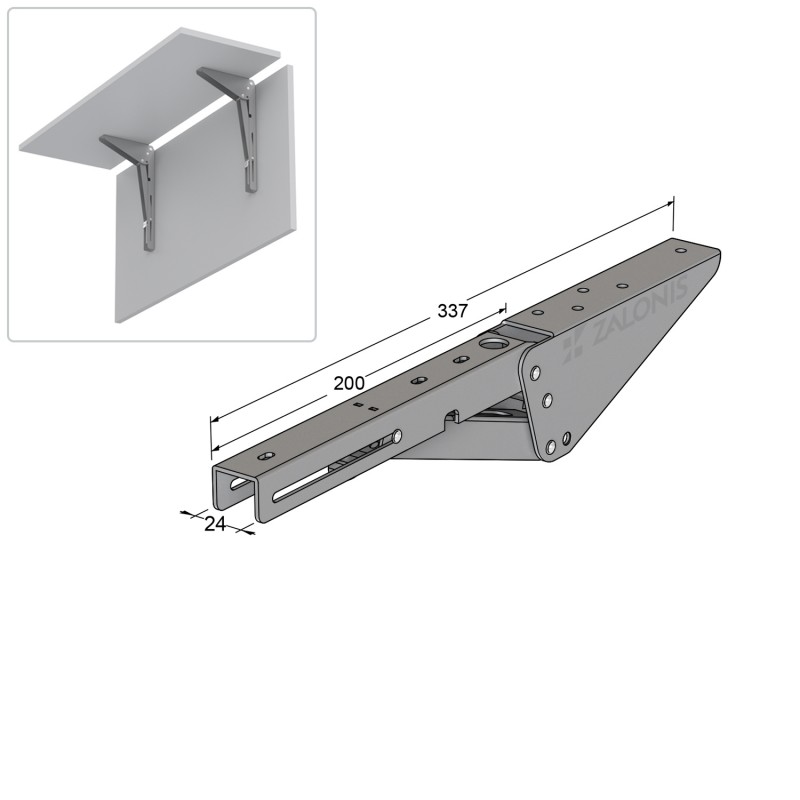 FOLDING BRACKET FOR TABLE EXTENSION / 20cm / MATT GRAY