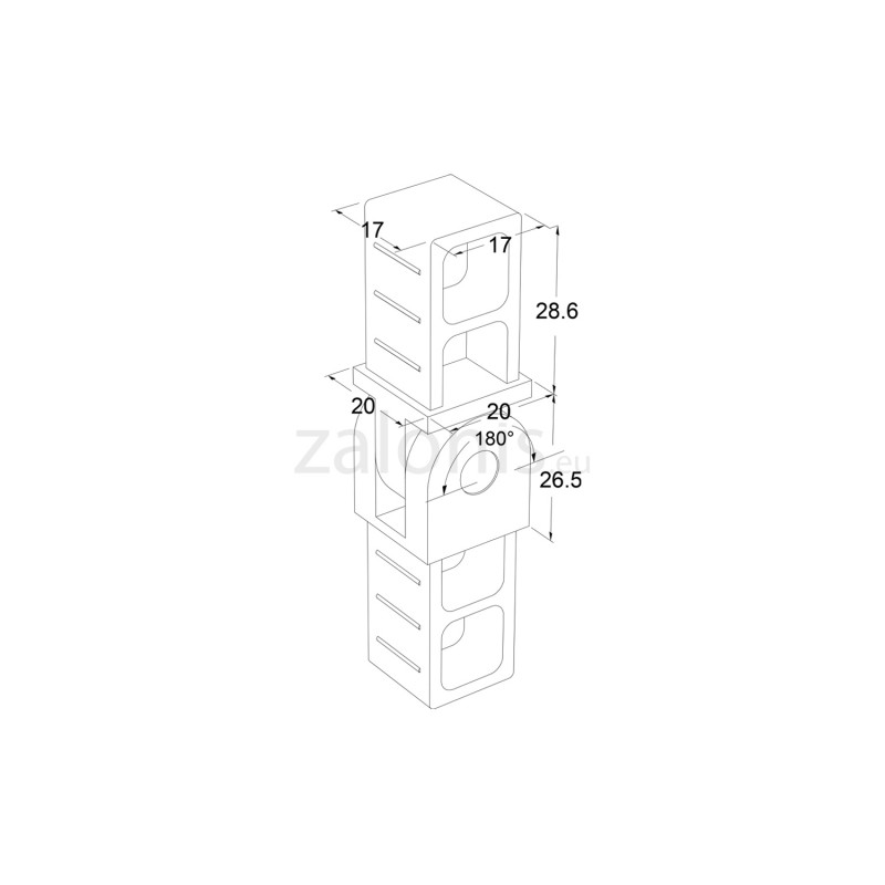 ADJUSTABLE DOUBLE CONNECTOR 20x20 / GRAY