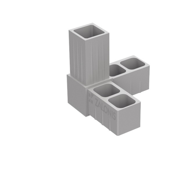 L TYPE 3 WAY CONNECTOR 25x25 / GRAY