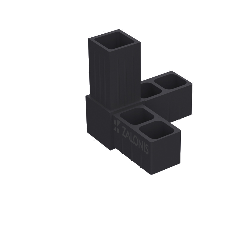 L TYPE 3 WAY CONNECTOR 25x25 / BLACK