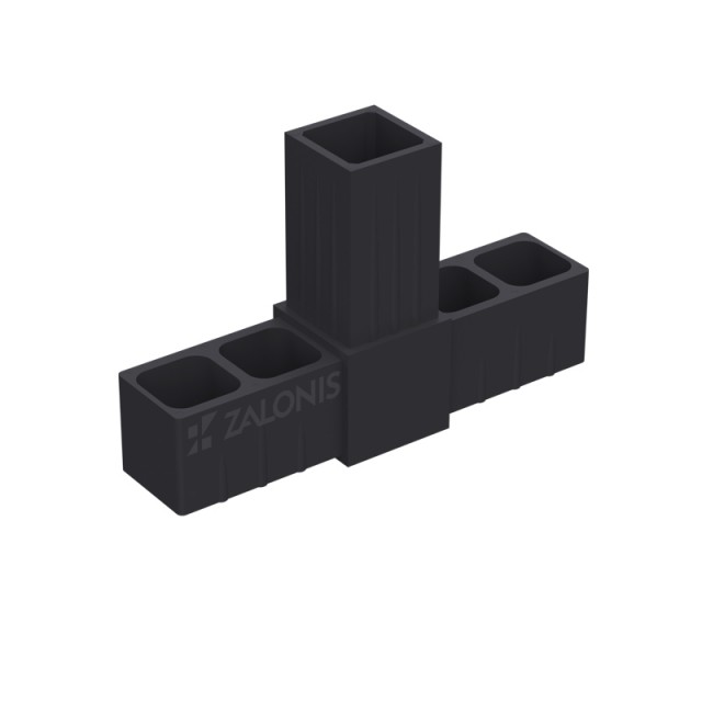 T TYPE 3 WAY CONNECTOR 25x25 / BLACK