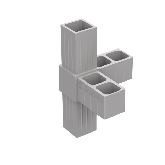 L TYPE 4 WAY CONNECTOR 25x25 / GRAY