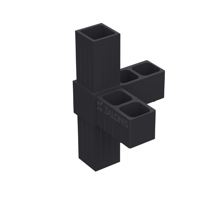 L TYPE 4 WAY CONNECTOR 25x25 / BLACK