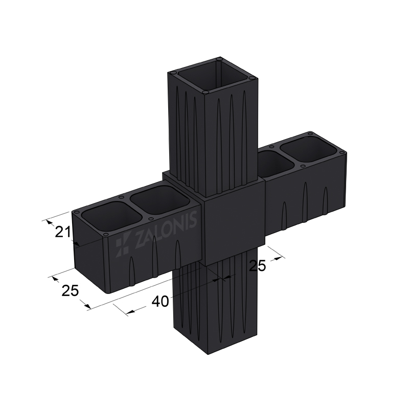 CROSS CONNECTOR 25x25 / BLACK