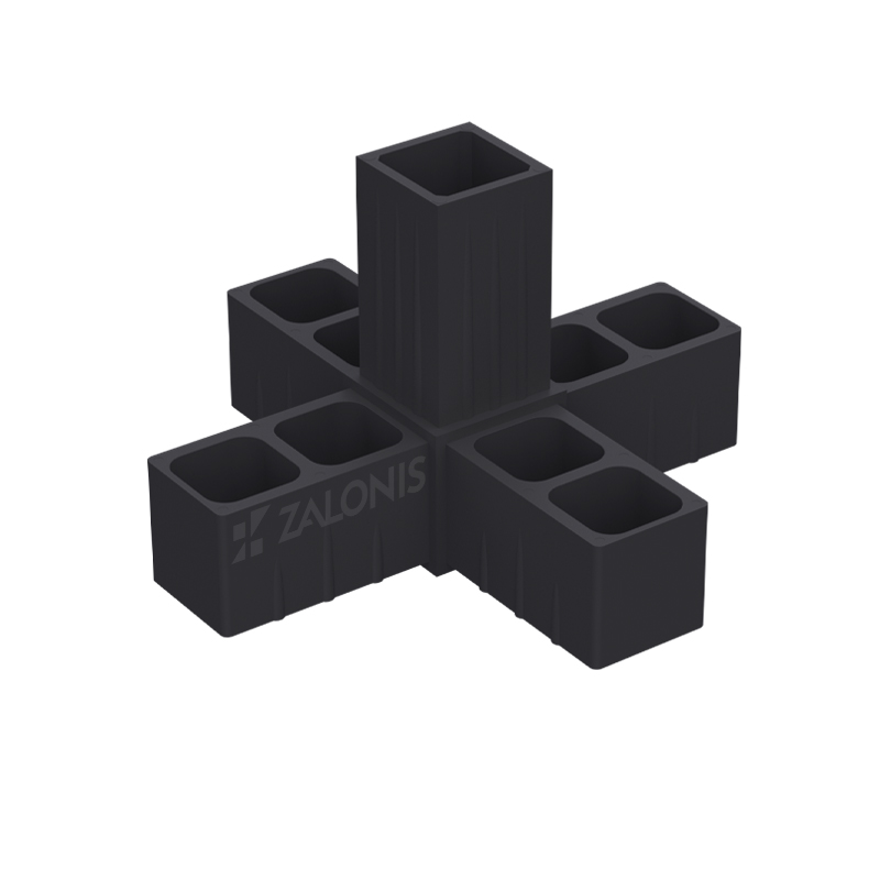 5 WAY CONNECTOR 25x25 / BLACK SQUARE TUBE 25x25 SHELF SYSTEM