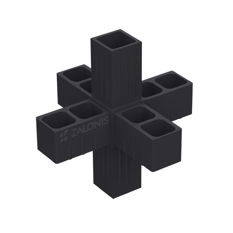 6 WAY CONNECTOR 25x25 / BLACK