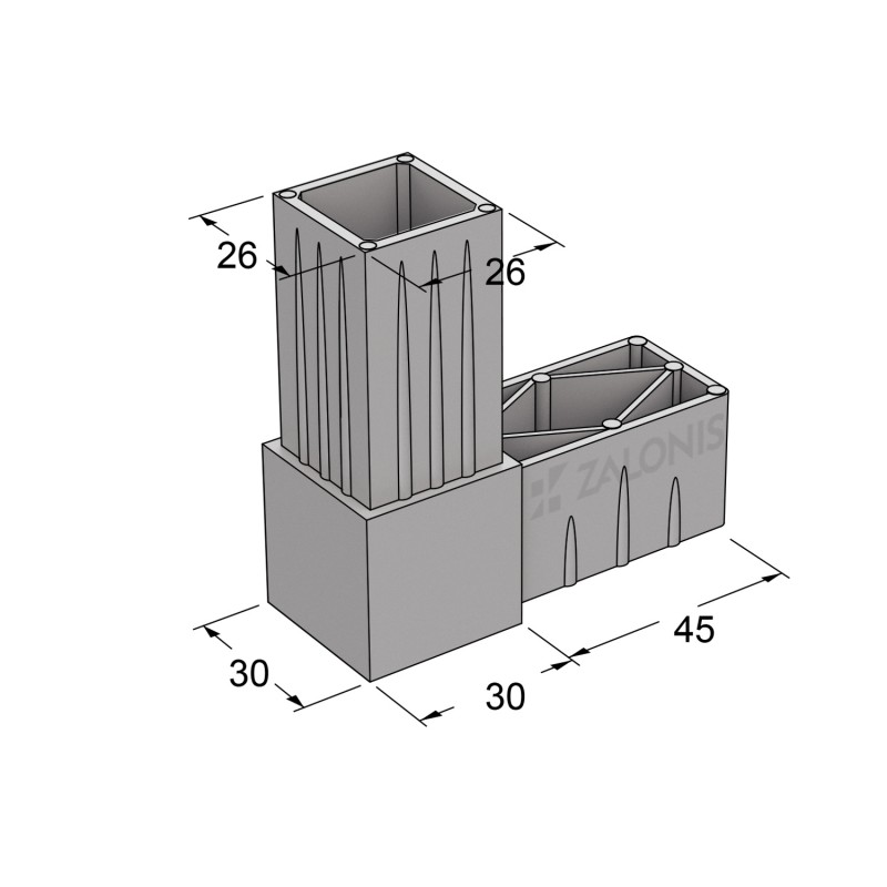 L TYPE 2 WAY CONNECTOR 30x30 / GRAY