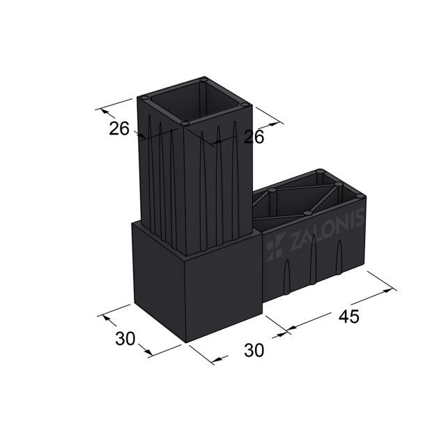 L-TYPE 2 WAY CONNECTOR 30x30 / BLACK