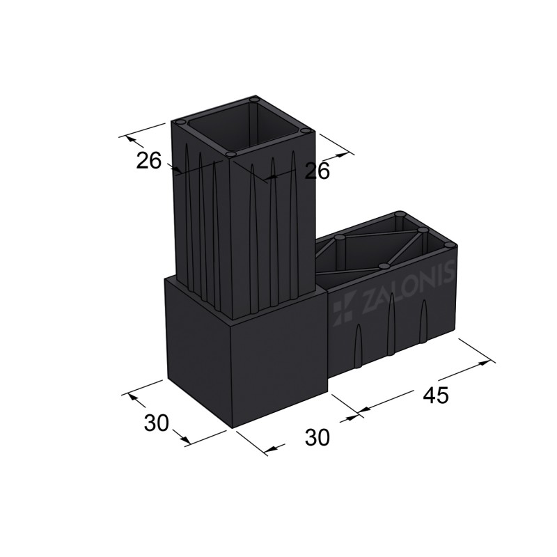 L-TYPE 2 WAY CONNECTOR 30x30 / BLACK