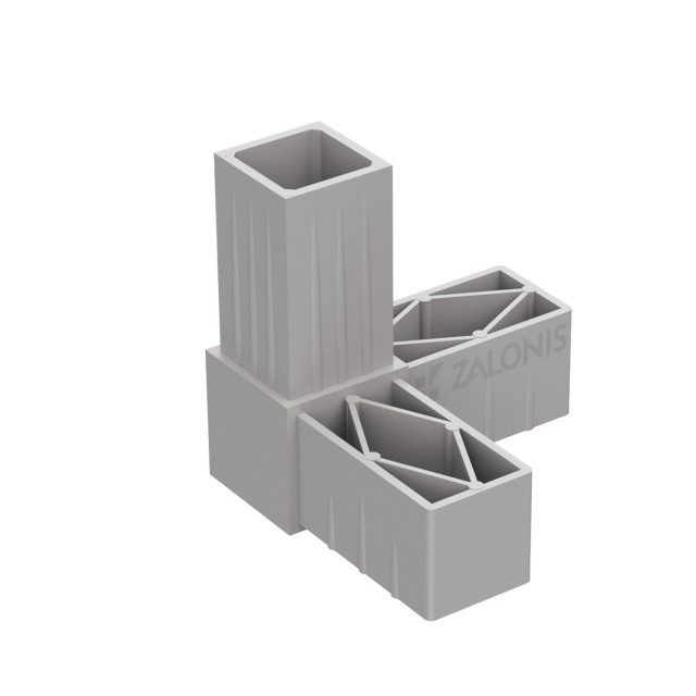 L TYPE 3 WAY CONNECTOR 30x30 / GRAY