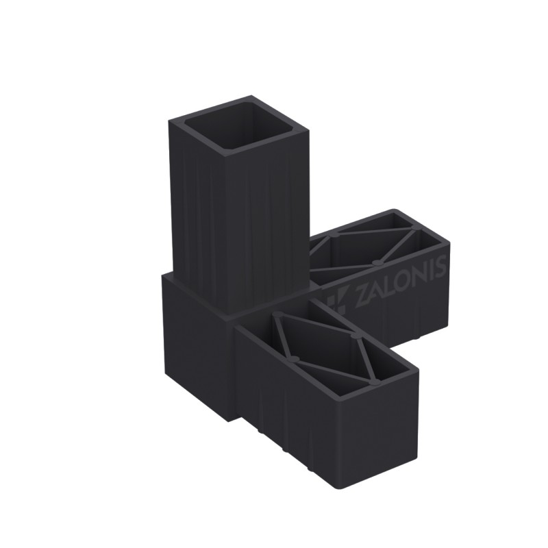 L TYPE 3 WAY CONNECTOR 30x30 / BLACK