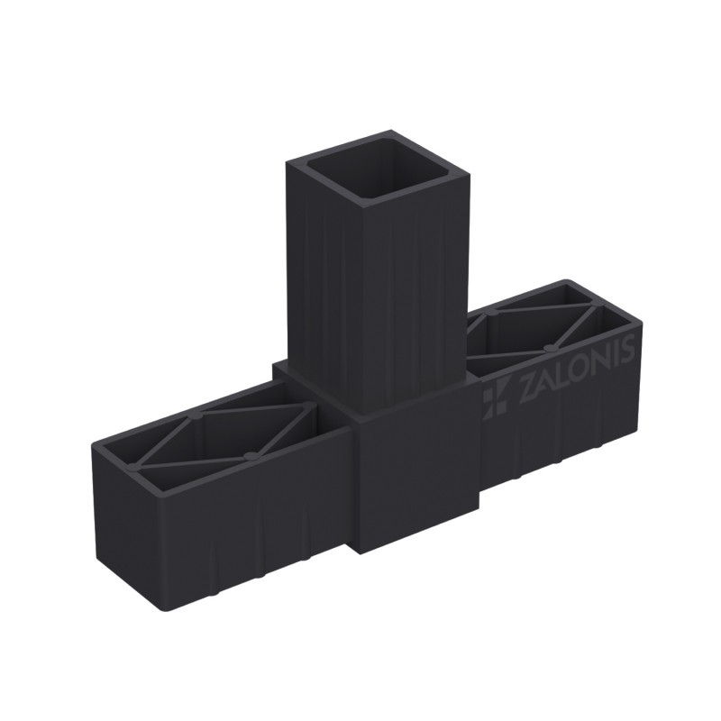 T TYPE 3 WAY CONNECTOR 30x30 / BLACK