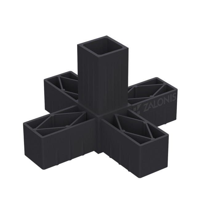 5 WAY CONNECTOR 30x30 / BLACK