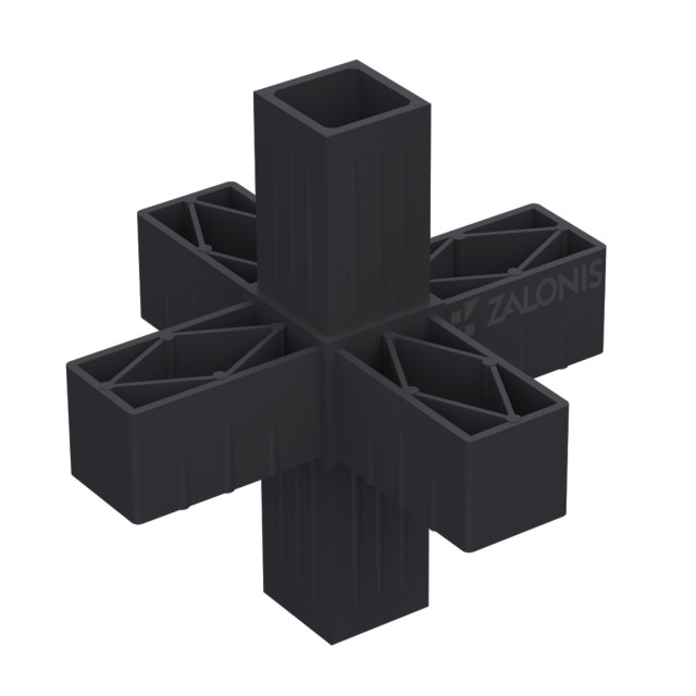 6 WAY CONNECTOR 30x30 / BLACK