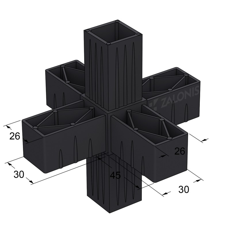 6 WAY CONNECTOR 30x30 / BLACK