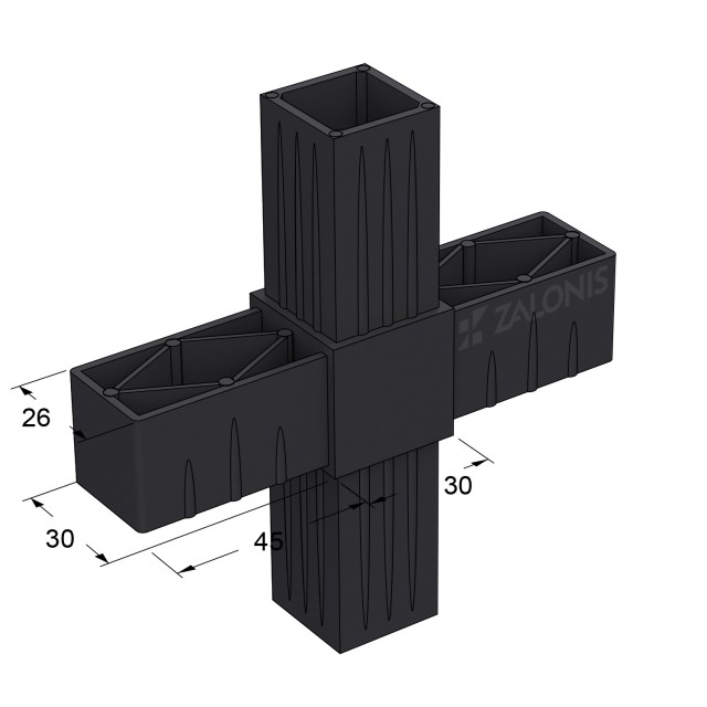 CROSS CONNECTOR 30x30 / BLACK
