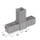 T TYPE 3 WAY CONNECTOR 40x40 / GRAY