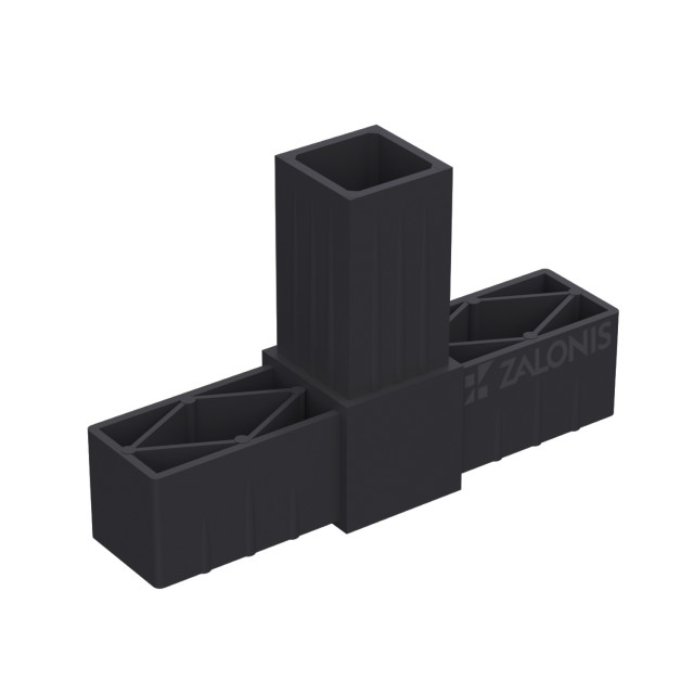 T TYPE 3 WAY CONNECTOR 40x40 / BLACK