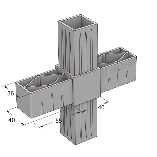 CROSS CONNECTOR 40x40 / GRAY