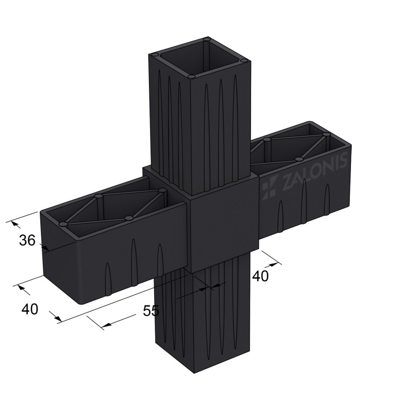 CROSS CONNECTOR 40x40 / BLACK