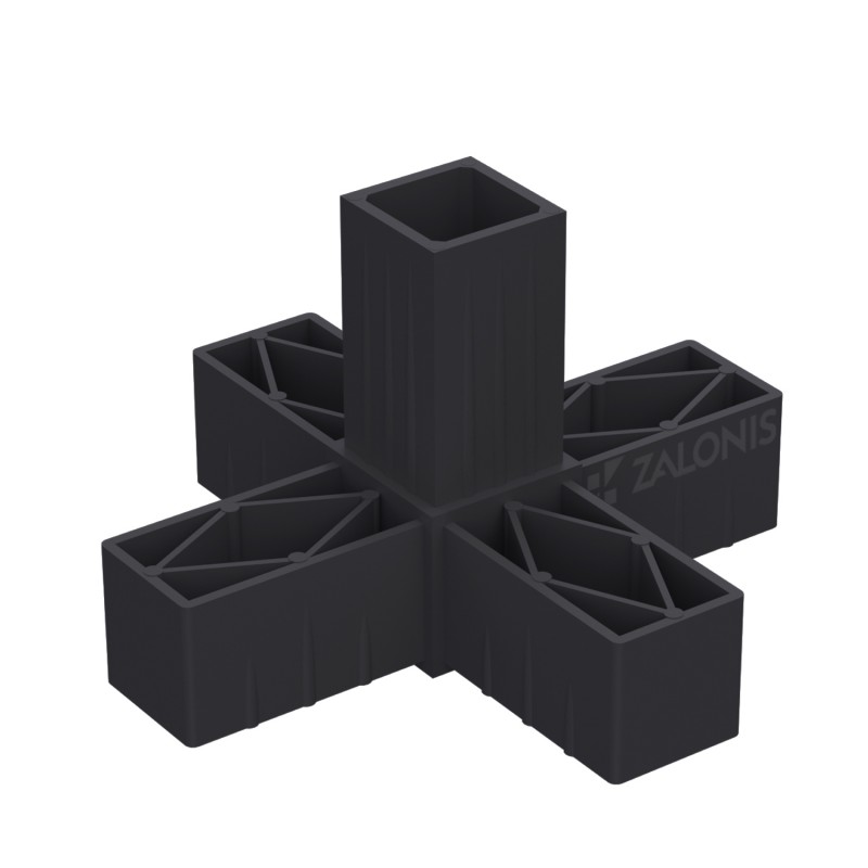 5 WAY CONNECTOR 40x40 / BLACK SQUARE TUBE 40x40 SHELF SYSTEM