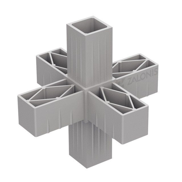6 WAY CONNECTOR 40x40 / GRAY