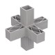 6 WAY CONNECTOR 40x40 / GRAY
