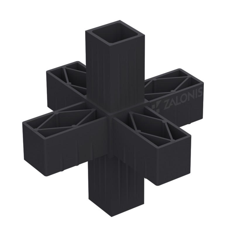 6 WAY CONNECTOR 40x40 / BLACK