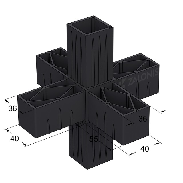6 WAY CONNECTOR 40x40 / BLACK