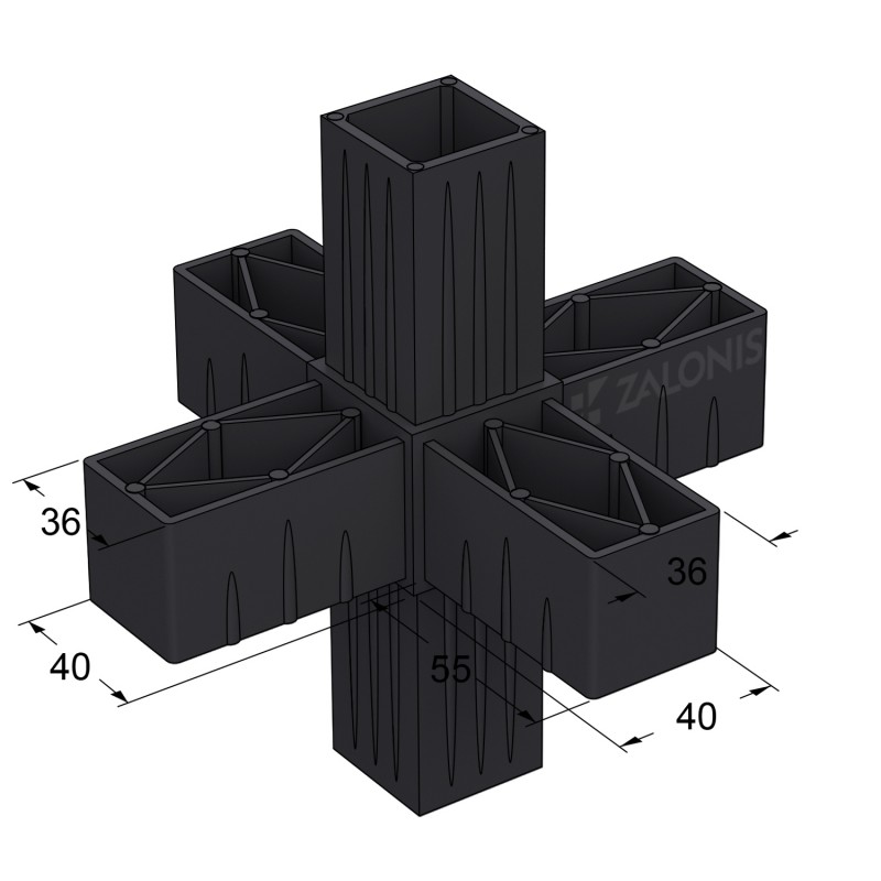 6 WAY CONNECTOR 40x40 / BLACK