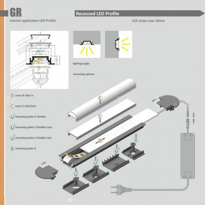 ΠΡΟΦΙΛ LED GROOVE ΑΛΟΥΜΙΝΙΟΥ ΑΝΟΔΙΩΣΗ ΦΥΣΙΚΗ ΠΡΟΦΙΛ GROOVE