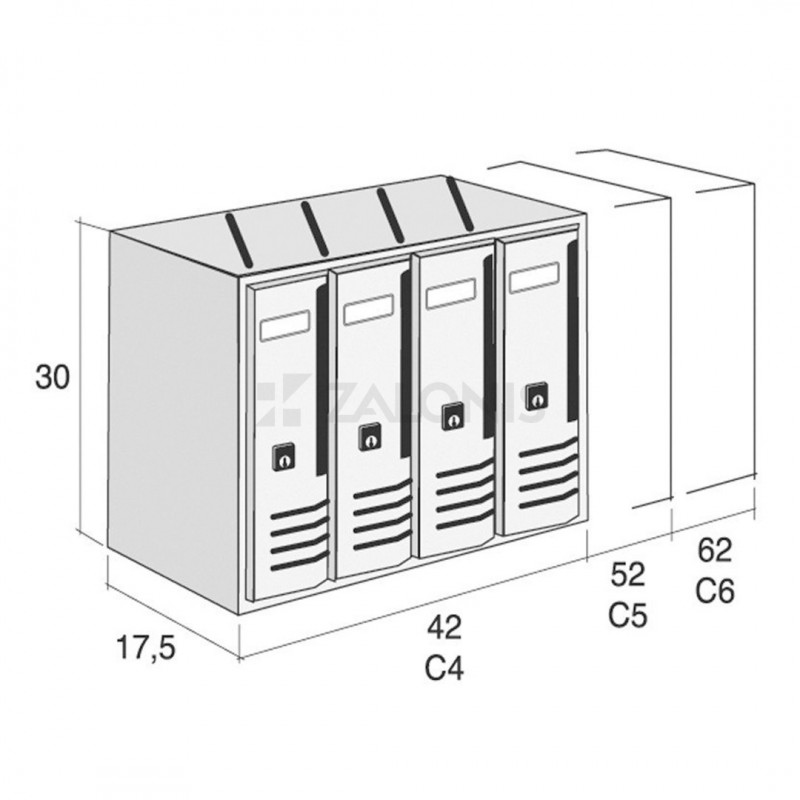 4 SLOTS LETTERBOX CUBO / BRONZE