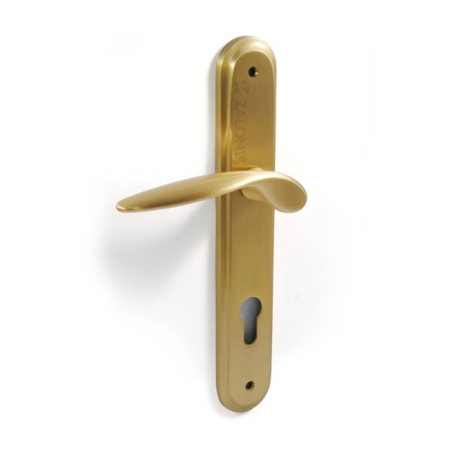 ENTRANCE HANDLE SPIRIT PLATE ROUND / MATT GOLD / LEFT