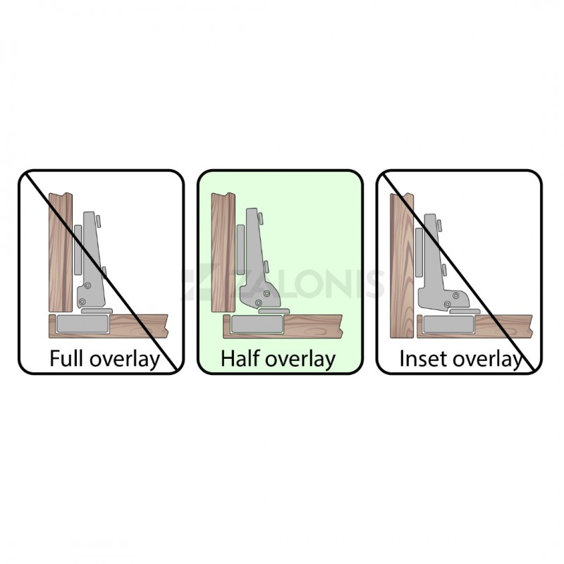 D.35 EMKW CABINET HINGE INOX 304 / SOFT CLOSE / HALF OVERLAY / 2D D.35 EMKW  INOX 304 / SOFT CLOSE - 2D