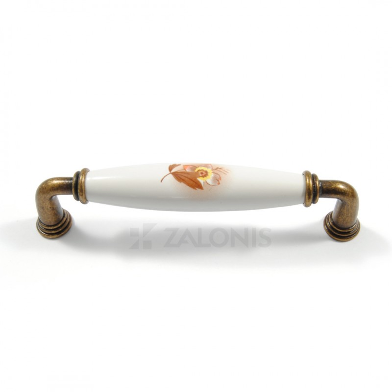 FURNITURE HANDLE / YELLOW FLOWER / ANTIQUE