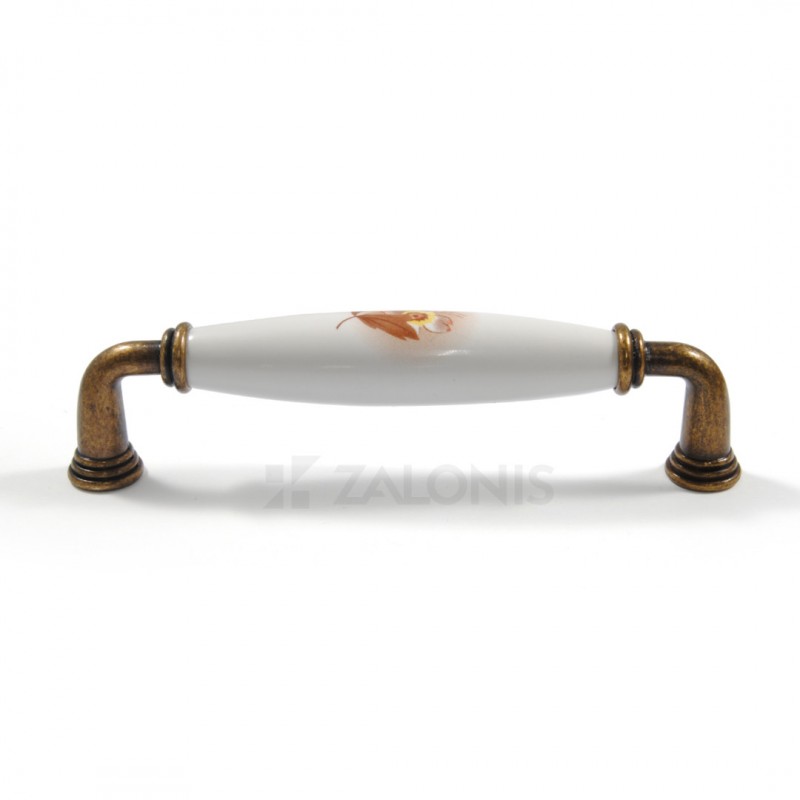 FURNITURE HANDLE / YELLOW FLOWER / ANTIQUE