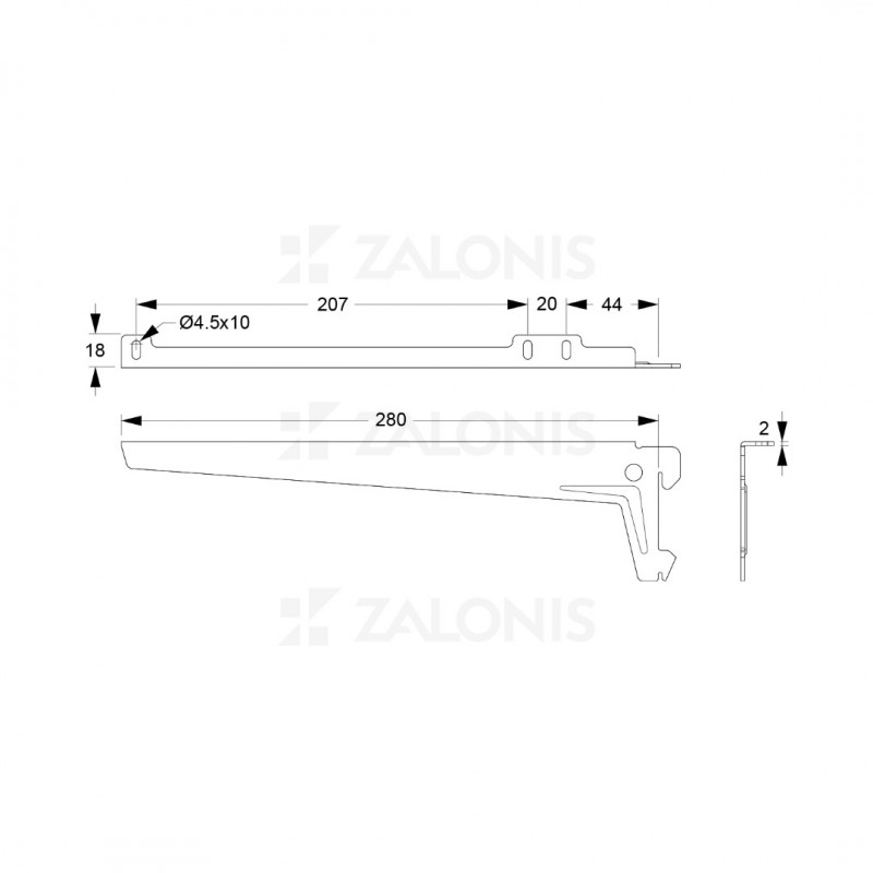 ΒΡΑΧΙΩΝΑΣ ELEMENT SYSTEM ΓΩΝΙΑΚΟΣ 280 mm (ΑΡ&ΔΕ) / ΛΕΥΚΟ