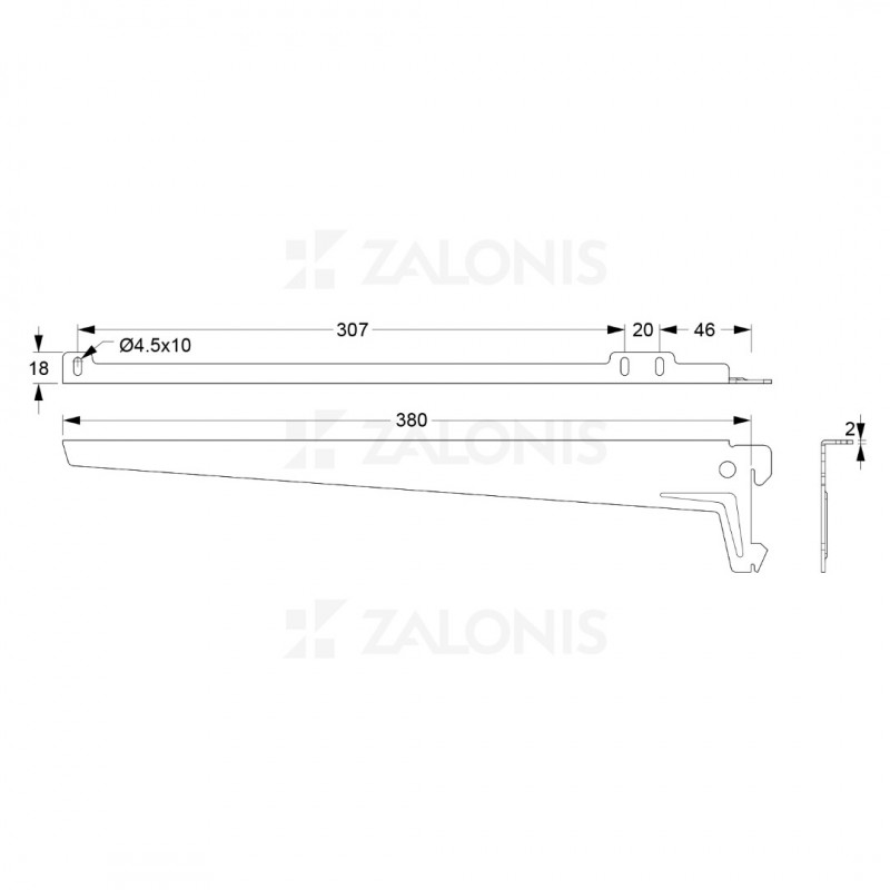 ΒΡΑΧΙΩΝΑΣ ELEMENT SYSTEM ΓΩΝΙΑΚΟΣ 380 mm (ΑΡ&ΔΕ) / ΛΕΥΚΟ