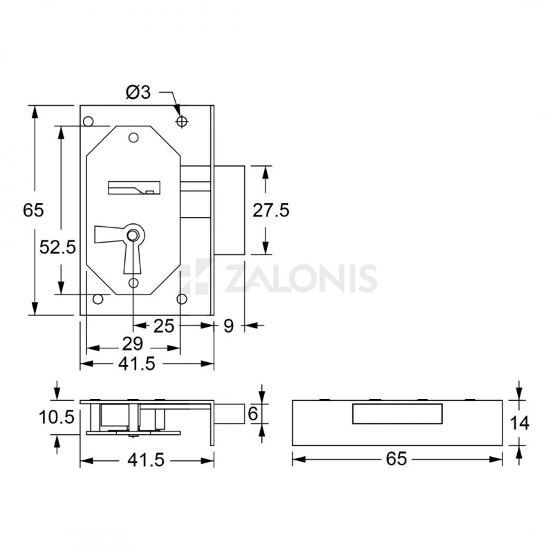 FURNITURE INTERNAL MOUNTING LOCK 25mm / LEFT INTERNAL MOUNTING LOCKS