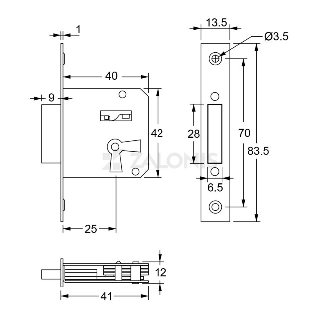 FURNITURE BUILT-IN LOCK 25mm / RIGHT