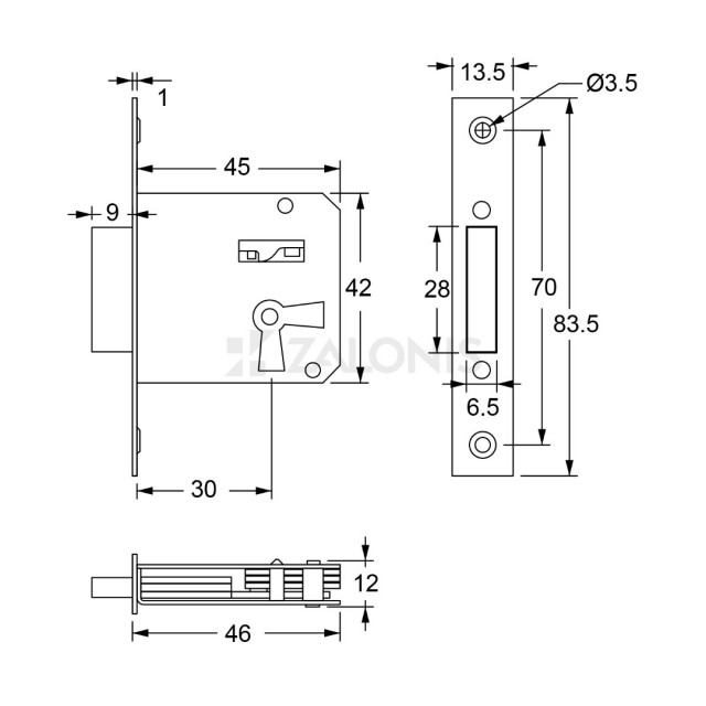 FURNITURE BUILT-IN LOCK 30mm / RIGHT