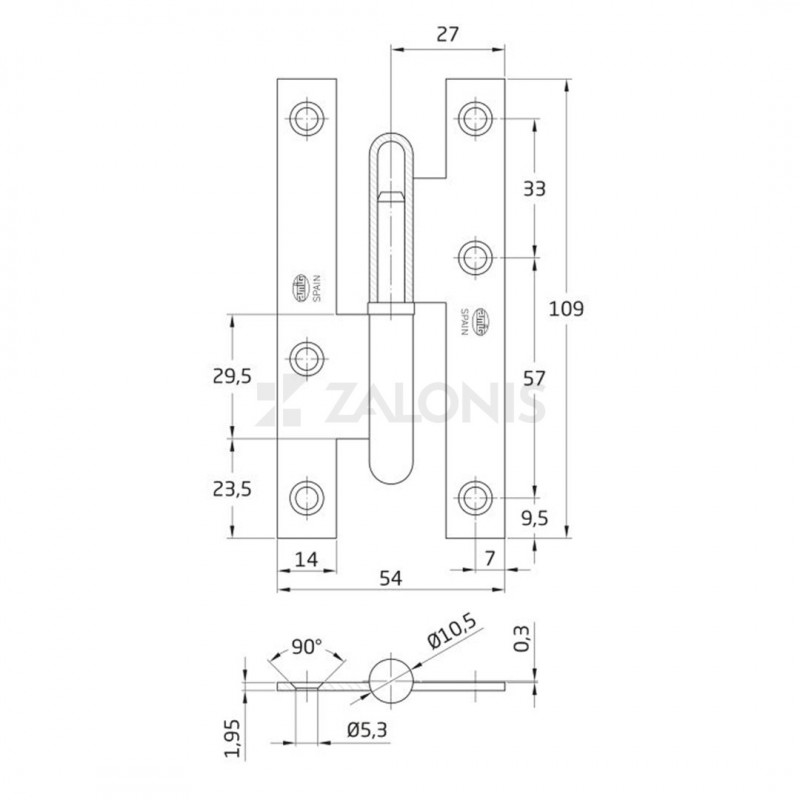 LIFT-OFF HINGE AMIG 110 / LEFT / GOLD STEEL LIFT OFF HINGES