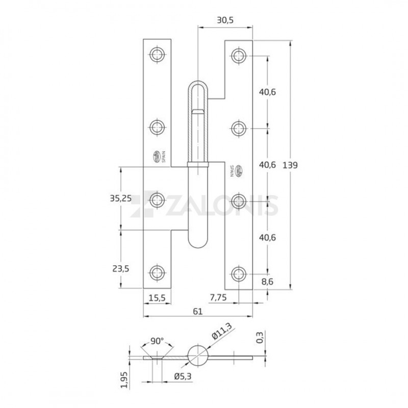 LIFT-OFF HINGE AMIG 140 / LEFT / GOLD STEEL LIFT OFF HINGES