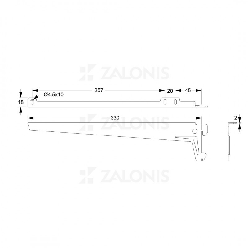 ΒΡΑΧΙΩΝΑΣ ELEMENT SYSTEM ΓΩΝΙΑΚΟΣ 330 mm (ΑΡ&ΔΕ) / ΛΕΥΚΟ